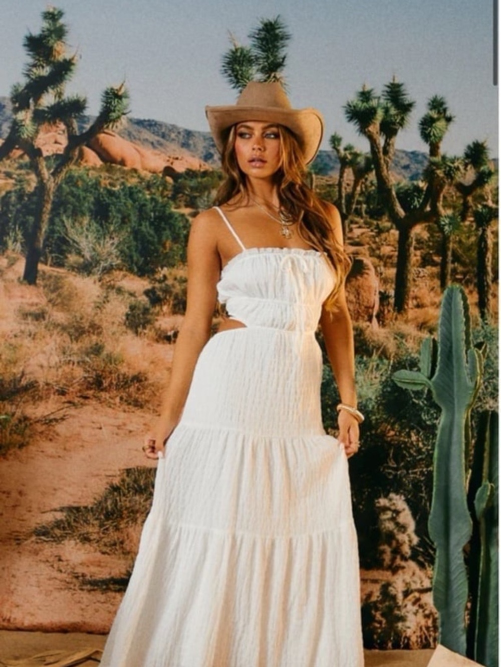 Miss Lola White Backless Maxi Dress with Spaghetti Straps